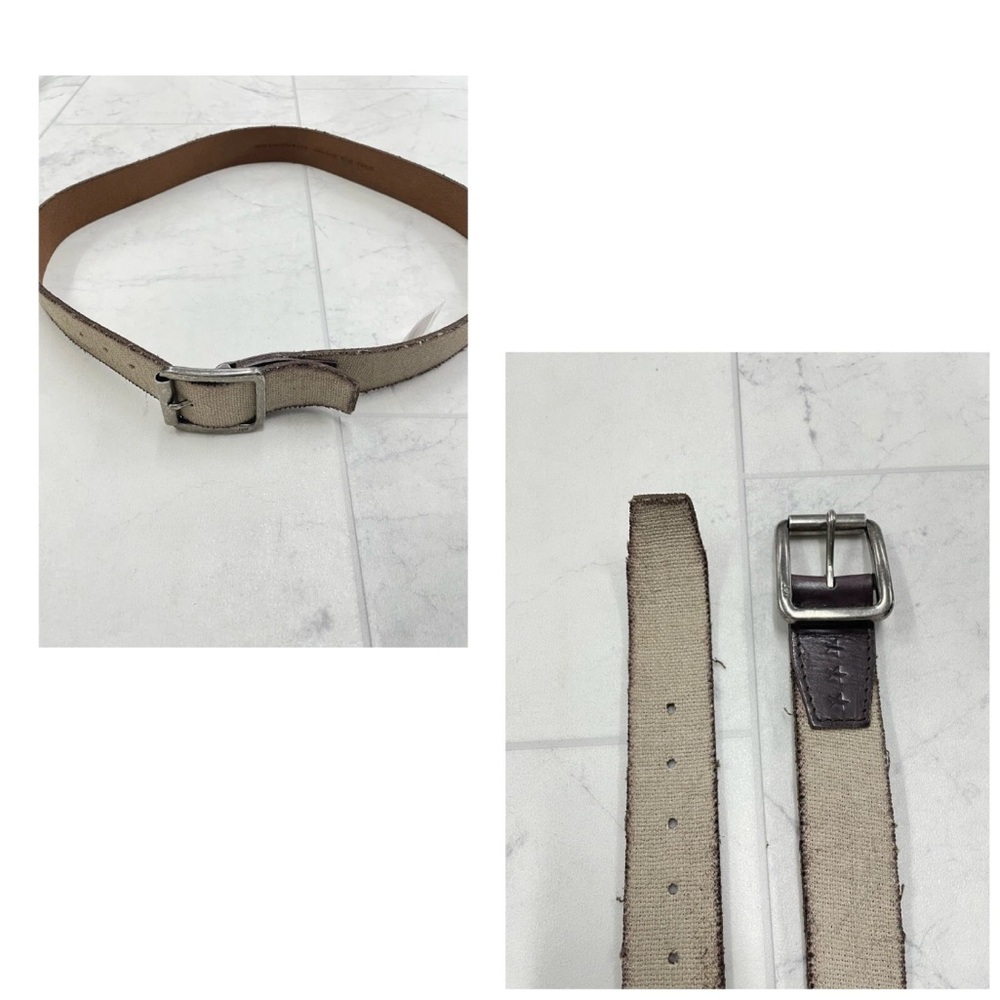 John Varvatos Men's Tan Canvas Belt with Silver Buckle
